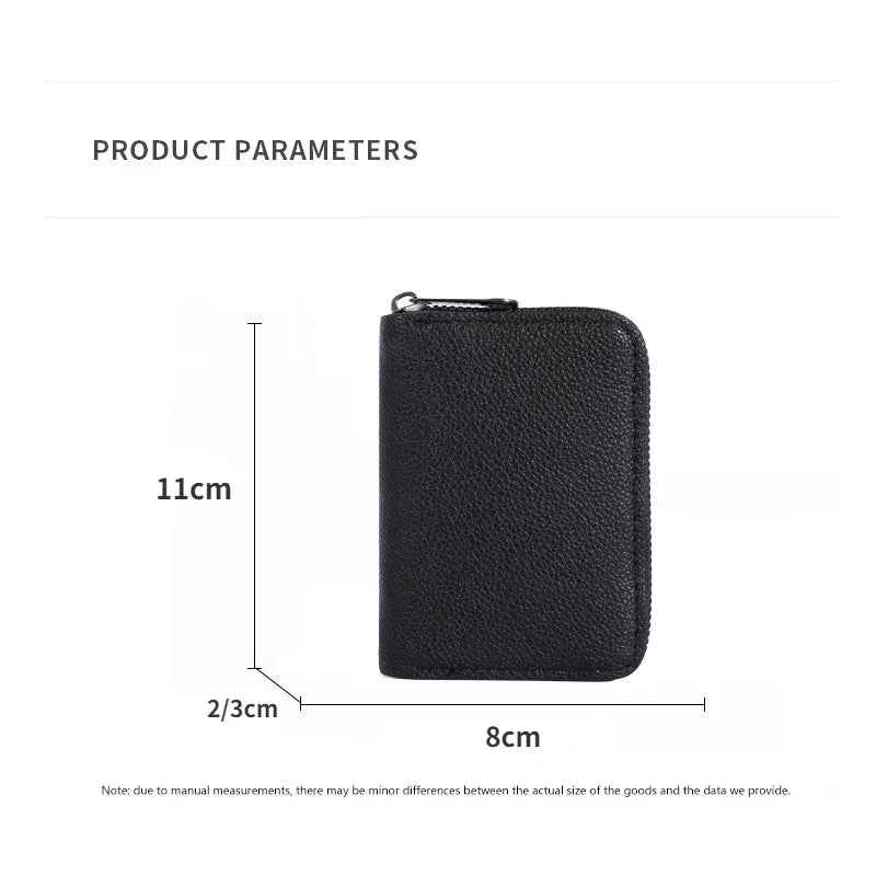 Multi Slot Card Holder Vintage Small Wallet Women Men Business Bank Credit Card Bag Male Coin Pouch Solid Leather Zipper Wall