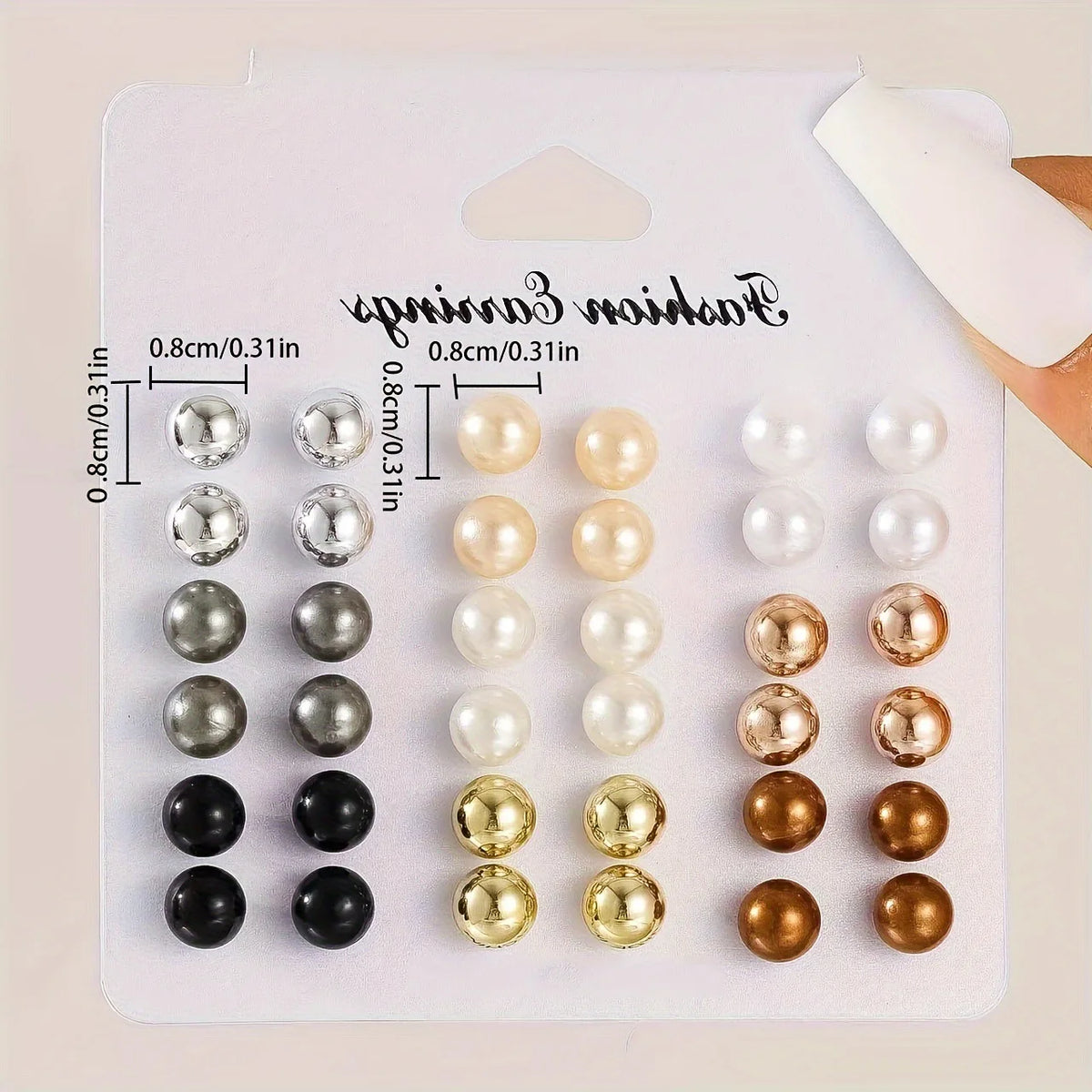 18 Pairs Elegant Multi-color Imitation Pearl Stud Earrings Korean Charm Ball Bead Earrings Women Trend Party Wedding Jewelry 