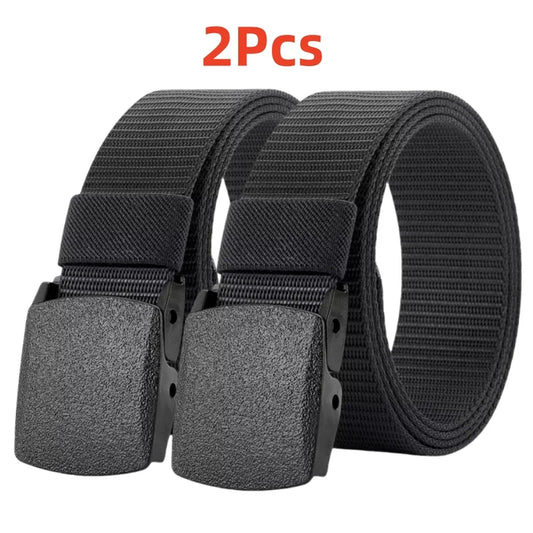 2Pcs New Automatic Buckle Nylon Belt Outdoor Hunting Multifunctional Tactical Canvas Belt Men Belt