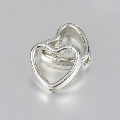 50pcs Heart Frame Wrapped Bead Double Stright Hole Spacers Loose Beads for Jewelry Making DIY Findings