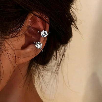 Elegant Shiny Zircon Clip Earrings Adjustable Non Piercing Ear Clips for Women Daily Wear Party Banquet Jewelry Gift New Fash