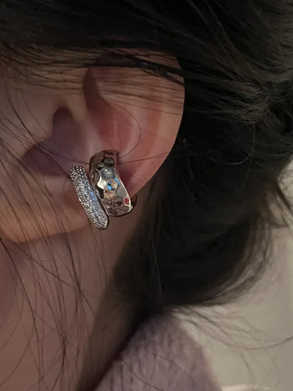 Silver Color Crystal Tassel Non-Piercing Cuff Ear Clip Earring For Women Shiny Rhinestone Chain Fake Cartilage Piercing Jewel