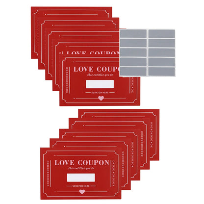 10Pcs/20Pcs Scratch-Off Love Coupons Couple Scratch Off Cards Valentine's Day Wedding Anniversary Creative Gifts - 10Pcs Red