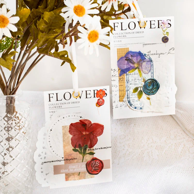 40 pcs/pack Vintage Dried flower Leaf specimen Stickers aesthetic Creativity Decor Junk Journal Scrapbooking Material Supplie