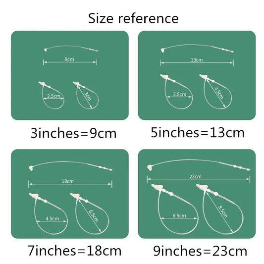 1000PCS 3/5/7/9 Inch Transparent Black Loop Locks Plastic Snap Lock Pins Security Tag Label Tags Fasteners Garments Accessori