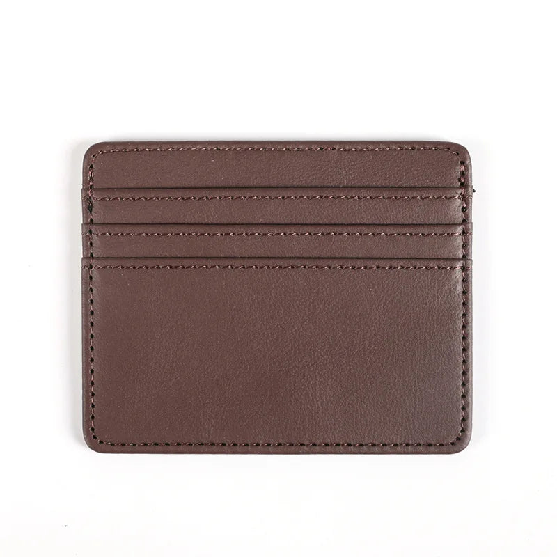 PU Leather ID Card Case - Slim Multi-Slot Holder for Bank/Credit Cards - Coffee