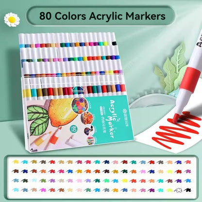 12-80 Colores Set Acrylic Paint Art Marker Pen Rock Painting for Kids Graffiti Stone Ceramic Glass Wood DIY Crafts Art Suppli