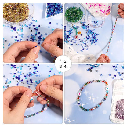 100Pcs 4MM Glass Bicone Shaped Beads Faceted Crystal Beads for Jewelry Making Bracelet Necklace Earrings DIY Beading