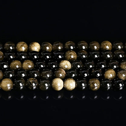 Natural Stone Golden Obsidian Bead Irisation Round Loose Spacer 4 6 8 10 12mm For Jewelry Making Diy Bracelet Necklace Access