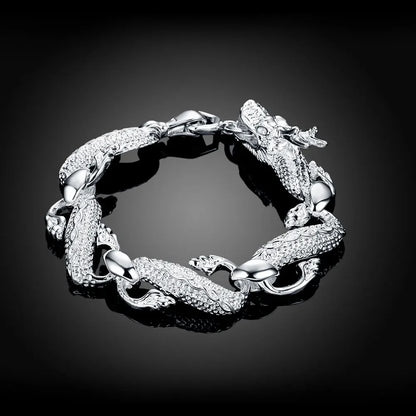 Fine 925 Sterling Silver Noble Nice Chain Solid Bracelet for Women Men Charms Party Gift Wedding Fashion Jewelry Hot Model - 