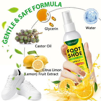 100ml Foot Shoes Deodorizer Spray Lemon Perfume Feet Shock Odor Nemesis Deodorant Removal Antibacterial Refresh Stink Freshen