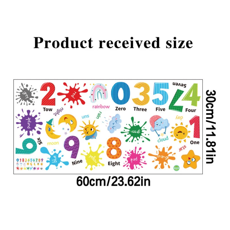 Home Decor For Living Room Bedroom Early Education Number English Color Wall Decal Animal Wall Sticker