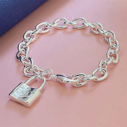 Fine Noble 925 Sterling Silver Solid Chain Bracelet For Women Men Charm Party Gift Wedding party Fashion Jewelry - LH097