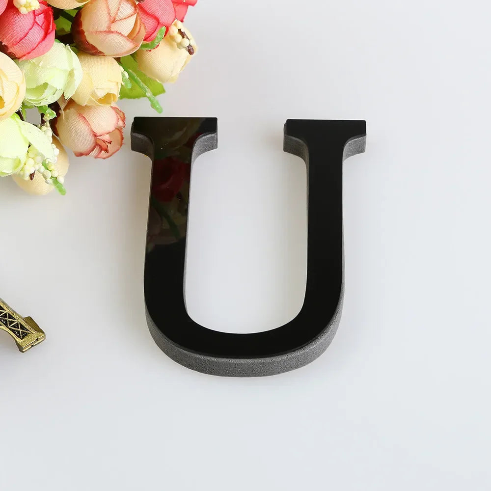 26 Letters DIY 3D Mirror Acrylic Wall Sticker Ornaments Black English Alphabet Decals Home Decor Wall Art Mural Party Decorat