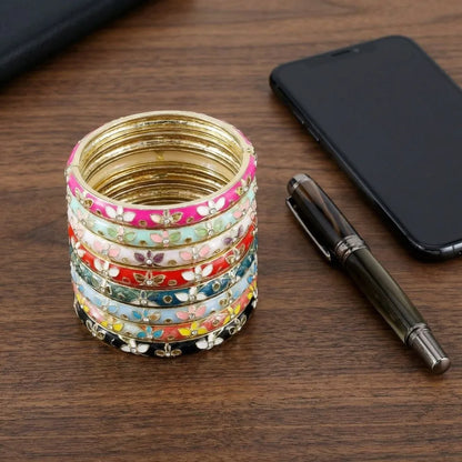 Enamel Vintage Cloisonne Bangle Floral Chinese Chinese Flower Bangle Vintage Ethnic Women's Hand Bracelet Gifts for Women Gir