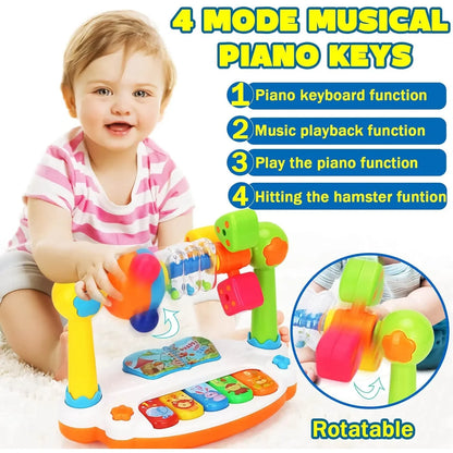 Baby Piano Toys Kids Rotating Music Keyboard Light Sound, Musical Toy for Toddlers,Early Educational Music Toy Gift Random Co