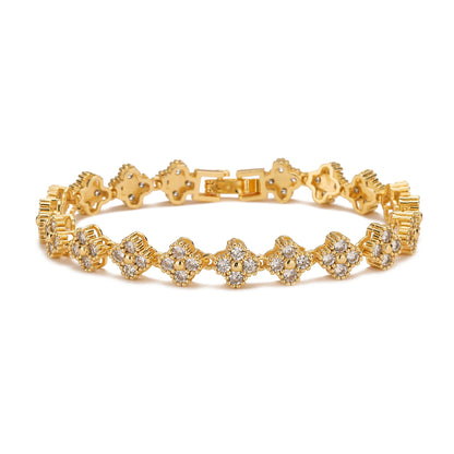 HECHENG,AAAAA Brass 18K gold-plated Flower Necklace Bracelet Jewelry Set ，for Christmas gift for women and best friend