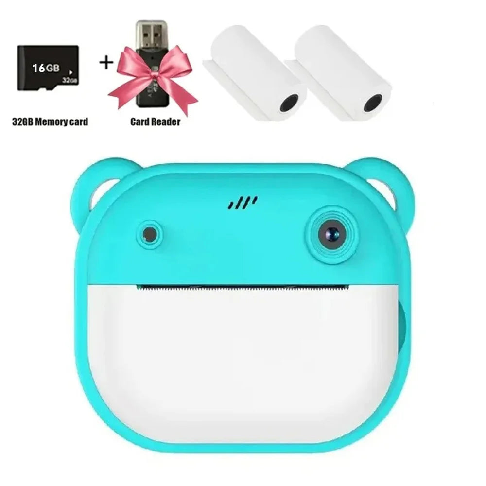 Children Digital Camera Instant Print for Kids Thermal Print Camera Instant Photo Printing Camera Video Toys+32G Memory Card 