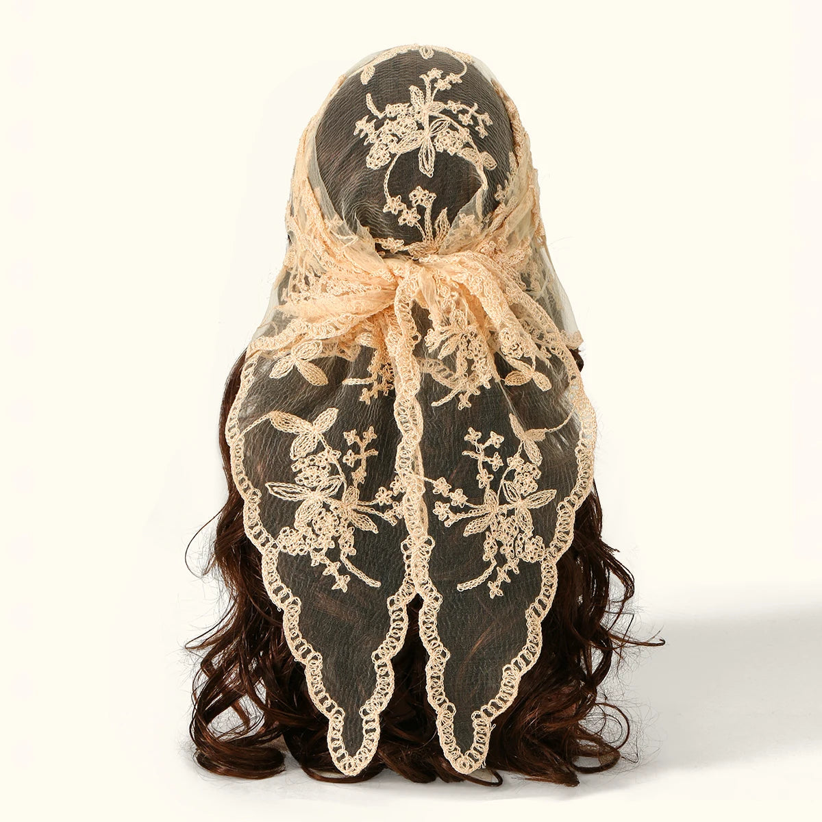 Elegant Lace Scarf Hollow Out Embroidery Foulard Bandana Solid Color Triangular Scarf Thin Vintage HandkerChiefs for Hair Wom