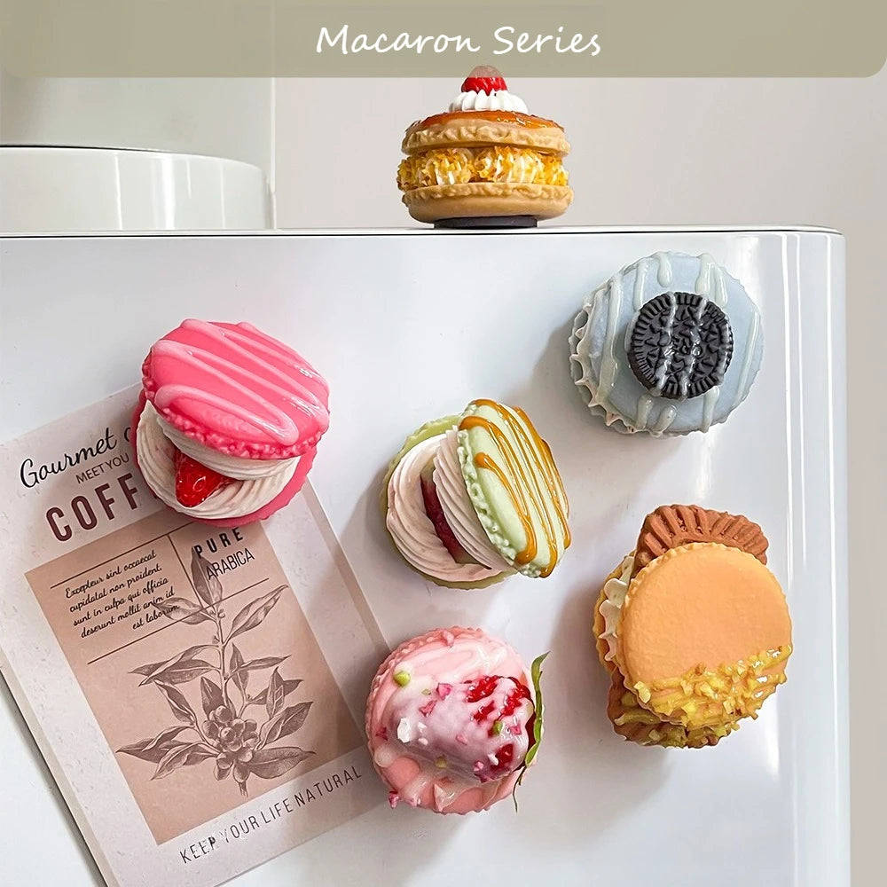 3D Macaron Dessert Refrigerator Magnetic Resin Decorative Stickers Message Magnetic Stickers Home Decor Moving Gifts
