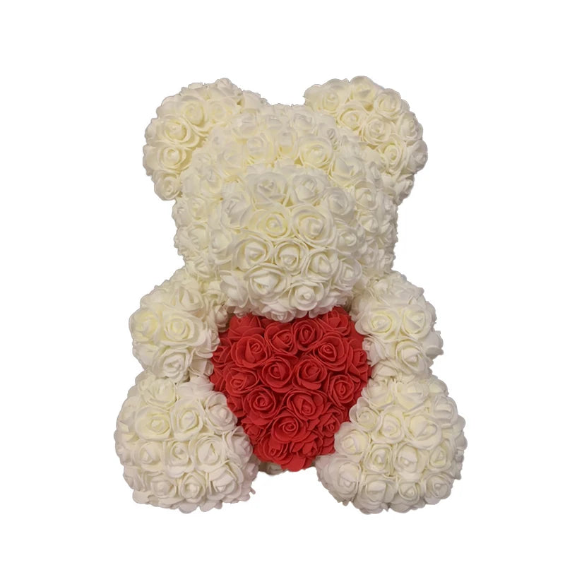 Red Rose Bear 40cm Bear Of Roses Artificial Flower Rose Teddy Bear For Women Valentine's Day Wedding Birthday Christmas Gift 