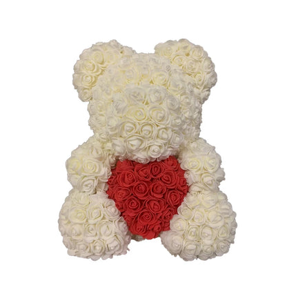 Red Rose Bear 40cm Bear Of Roses Artificial Flower Rose Teddy Bear For Women Valentine's Day Wedding Birthday Christmas Gift 