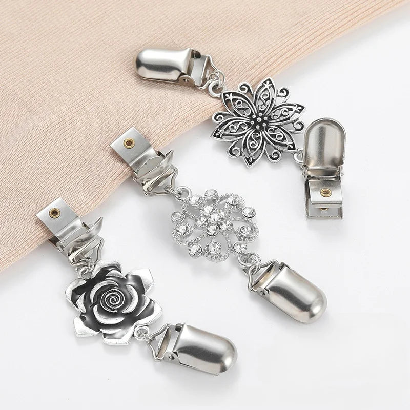 Vintage Dress Clips - Floral Cardigan Shawl Clips, Brooch Pins for Sweaters, Blouses & Dresses Accessories