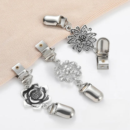 Vintage Dress Clips - Floral Cardigan Shawl Clips, Brooch Pins for Sweaters, Blouses & Dresses Accessories