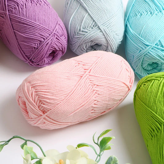Crochet Yarn Set, 4-Ply Milk Cotton Yarn, Soft Knitting Yarn for Sweaters, Hats, Dolls, Versatile Yarn for Crochet Projects