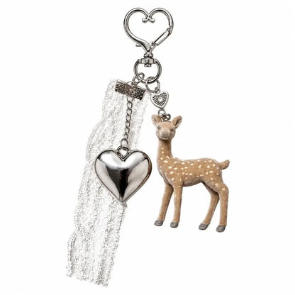 Cute Portable Deer Keychain 11.5cm Length Korean Style Phone Charms Handmade DIY Bead Case