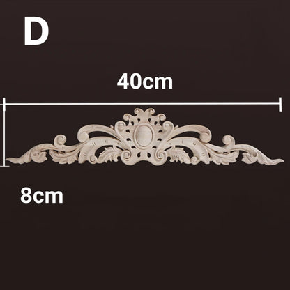 Wood Appliques and Onlays Natural Furniture Wall Door Woodcarving Decorative Long Flower Wooden Figurines Crafts Corner Frame