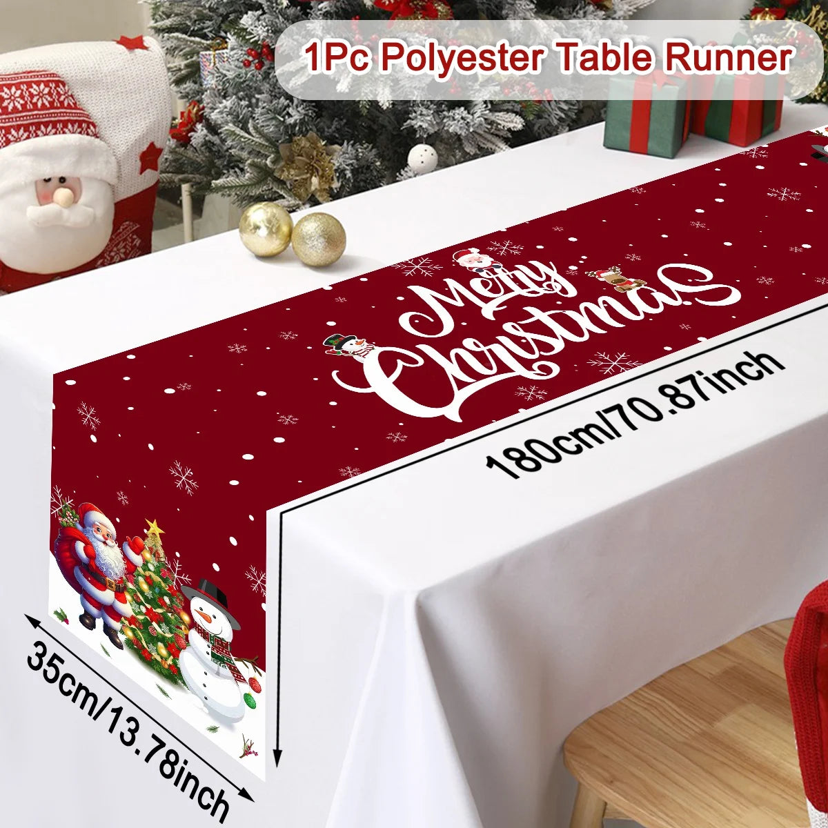 Merry Christmas Santa Claus Table Runner Christmas Decor for Home 2025 Winter Holiday Kitchen Dining Table Decor Navidad Gift