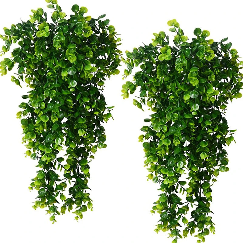 Artificial Hanging Plants Faux Eucalyptus Leaf Greenery Vine Outdoor UV Resistant Plastic Plants for DIY Home Wedding Decorat