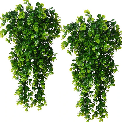 Artificial Hanging Plants Faux Eucalyptus Leaf Greenery Vine Outdoor UV Resistant Plastic Plants for DIY Home Wedding Decorat