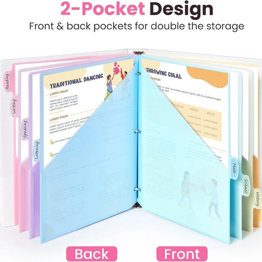 8Pack Double Pocket Binders with Dividers Compatible for 3-Hole Punch Binders,Binder Refill Pages For Office,University Suppl