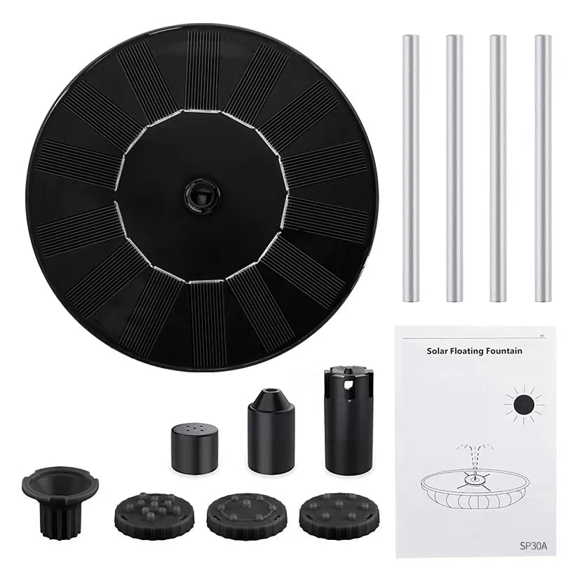Solar Fountain Pump Floating Solar Panel Bird Baths Water Fountain with 4 Nozzles For Garden Outdoor Water Pool Pond Decor - 