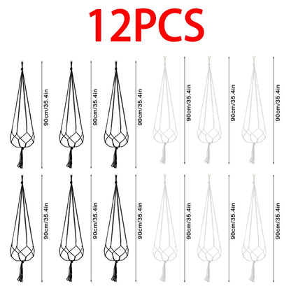 Hanging Plant Pot Hanging Basket Vases with Hook Creative Macrame Suspension Plant Planters for Hanging Flower Pot Net - 12pc