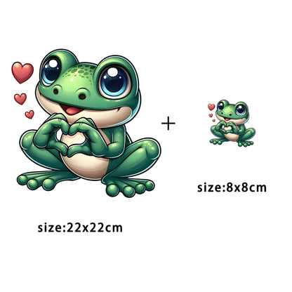 A Cute Cartoon Frog Iron on Transfers for Patches for Clothes Clothing DTF Transfers Ready to Press Iron on Clothing Stickers