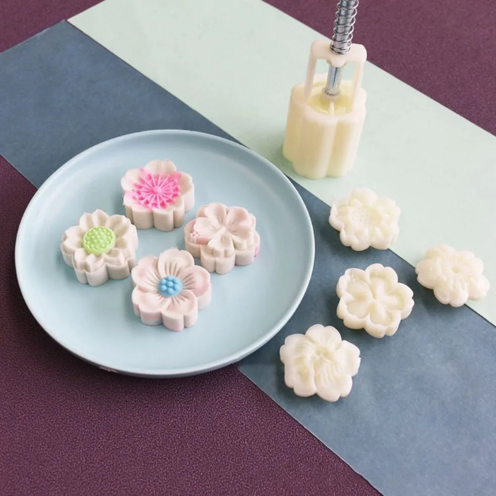 1 set DIY Mooncake Mold Plastic Hand Press Pastry Mold Hand Press Mung Bean Cake Model Pastry Embossing Make Kitchen Baking T