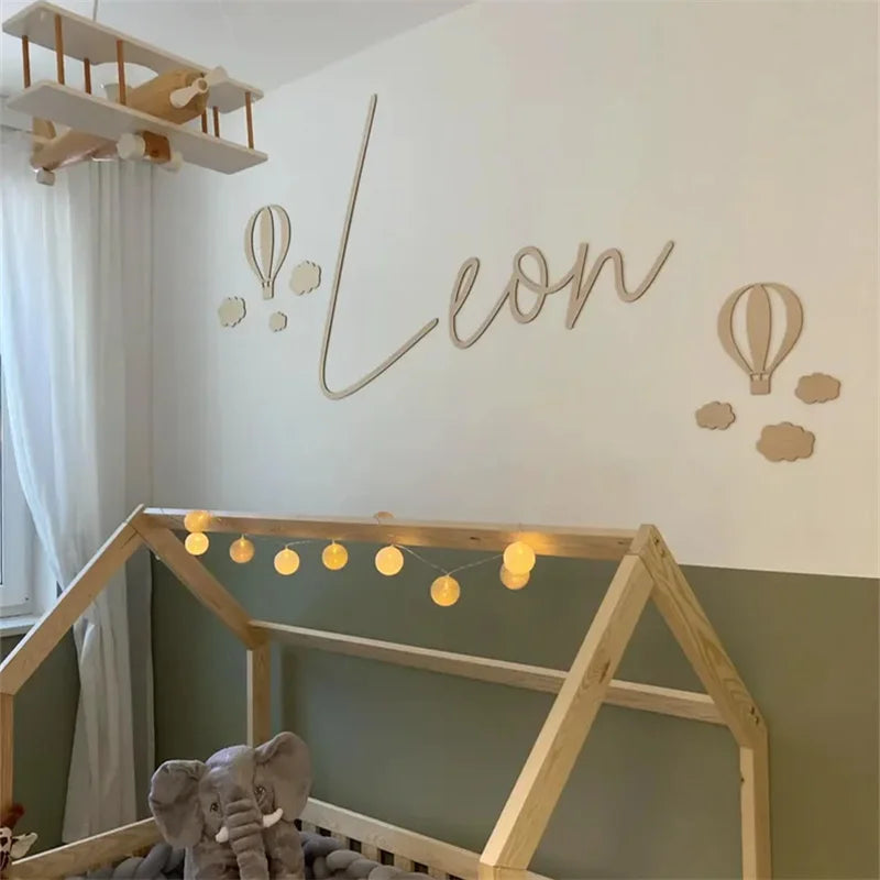 13Pcs Ins Wooden Hot Air Balloon Cloud Star Set Wall Stickers Home Decoration Background Wooden Wall Stickers Holiday Decorat