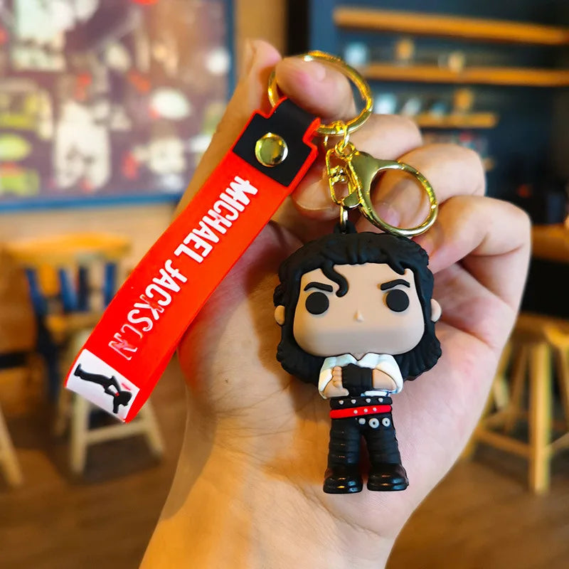 Michael Jackson Keychain Music Idol Doll Machine Key Chain
