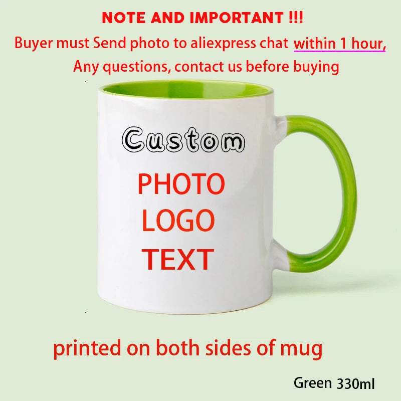 Personalized Photo Mug, Customize Family, Kids,Lovers,Logo, Text, Dog, Cat ,photos Mugs, Tea Milk Cup, Mother's Day Gift - Gr