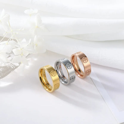Fashion Classic Cross Stainless Steel Rings For Women Men Gold Color Luxury Jewelry Wedding Gift