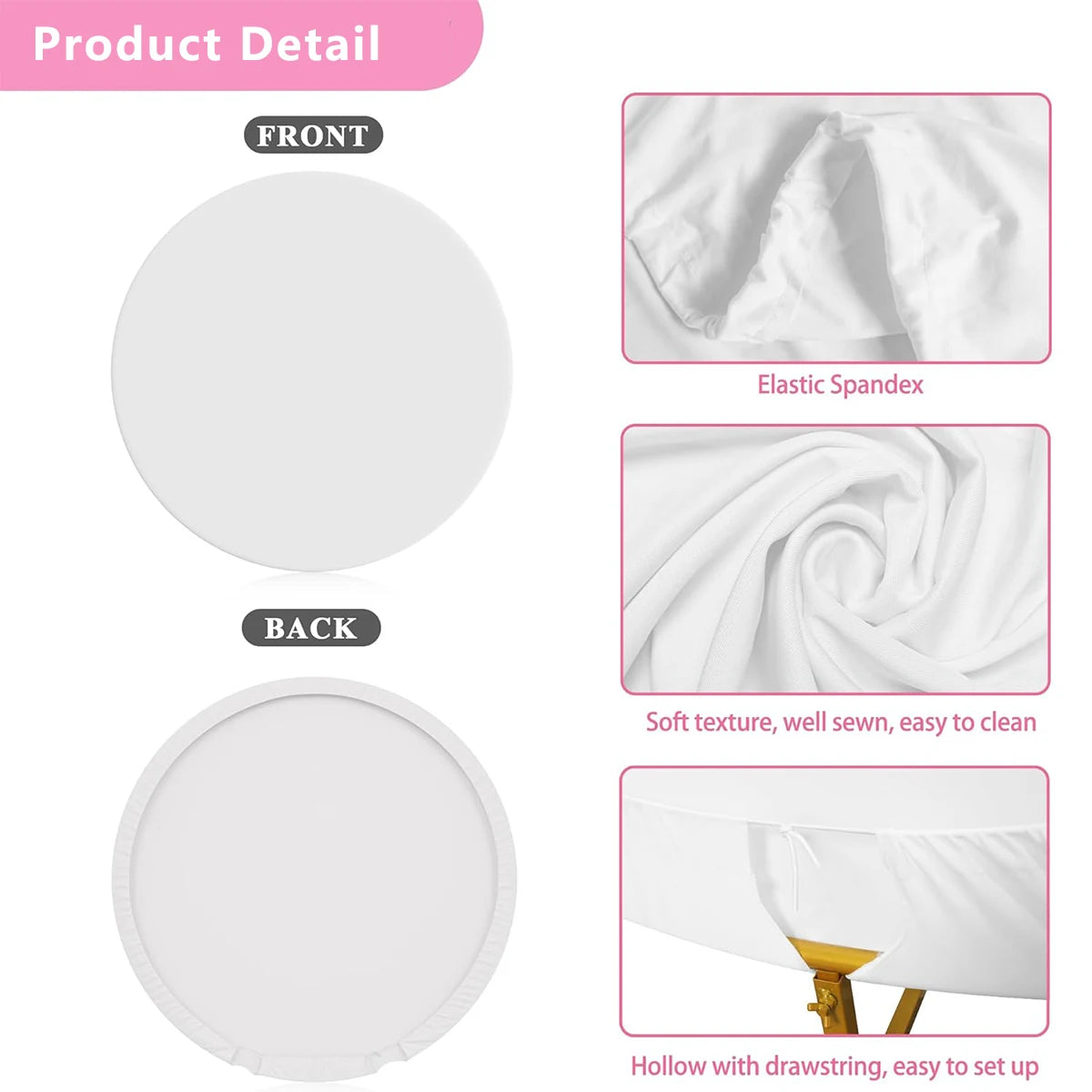 Pure Color Circle Round Backdrop Cover Wedding Baby Shower Birthday Party Decor Elastic Photo Background（Without Shelf）