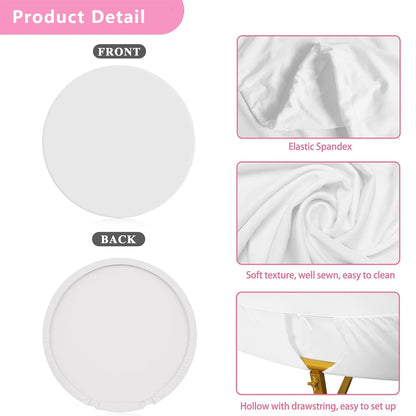 Pure Color Circle Round Backdrop Cover Wedding Baby Shower Birthday Party Decor Elastic Photo Background（Without Shelf）