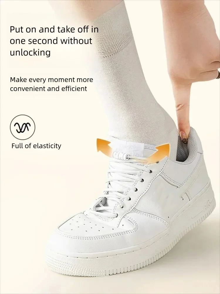 Colorful Metal Lock Sneakers Elastic Shoelaces No Tie Sports Shoe Laces Capsule Lock Stretch Rubber Shoestrings for Easy Wear