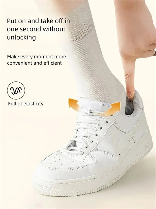 Colorful Metal Lock Sneakers Elastic Shoelaces No Tie Sports Shoe Laces Capsule Lock Stretch Rubber Shoestrings for Easy Wear