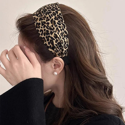 Vintage Solid Soft Cotton Hairband Women Girls Leopard Print Headband Sweet Hair Hoop Elastic Hair Band Fashion Hair Accessor