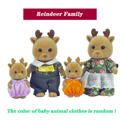 Rabbit Doll 1/12 Micro Dollhouse Reindeer Sheep Elephant Squirrel Family Kitchen Toy Miniature Furniture Set Girl Toy Gift - 