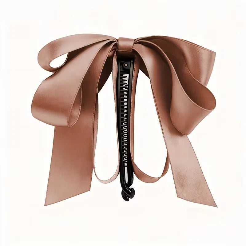 Bow tassel hair clip, high-end satin, Y2K style, hairstyle decoration and ponytail accessory, Valentine's Day gift